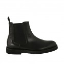 Men's ankle boot in black leather with elastic bands