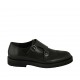 Men's shoe with buckles and Brogue decorations in black leather - Available sizes:  36, 37, 38, 46, 47, 48, 50