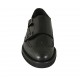 Men's shoe with buckles and Brogue decorations in black leather - Available sizes:  36, 37, 38, 46, 47, 48, 50