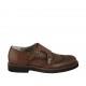Men's shoe with buckles and Brogue decorations in brown leather - Available sizes:  36, 37, 38, 46, 47, 48, 49, 50