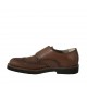 Men's shoe with buckles and Brogue decorations in brown leather