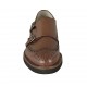 Scarpa da uomo con fibbie e lavorazione Brogue in pelle marrone - Misure disponibili: 36, 37, 38, 46, 47, 48, 49, 50