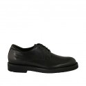 Men's laced derby shoe in smooth black leather 