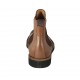 Men's ankle boot with elastic bands and Brogue decorations in tan brown leather - Available sizes:  36, 37, 38, 46, 47, 48, 49