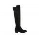 Woman's high pointy boot in black suede and elastic material heel 4