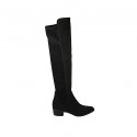 Hoher spitzer Damenstiefel aus schwarzem Wildleder und elastischem Material Absatz 4