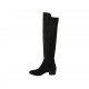 Woman's high pointy boot in black suede and elastic material heel 4