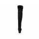 Woman's high pointy boot in black suede and elastic material heel 4