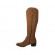 Spitzer Damenstiefel mit Reissverschluss aus hellbraunem Wildleder Absatz 4 - Verfügbare Größen:  33, 34, 42, 44, 46, 47