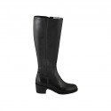 Woman's boot in black leather with zipper heel 5