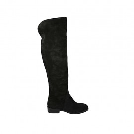 Stivale alto da donna con mezza cerniera in camoscio nero tacco 3 - Misure disponibili: 33, 42, 43, 44, 46