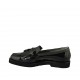 Woman's moccasin shoe with fringes and tassels in dark green leather and black patent leather heel 3 - Available sizes:  42, 43