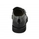 Woman's moccasin shoe with fringes and tassels in dark green leather and black patent leather heel 3