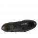 Woman's laced derby shoe in dark blue-green printed patent leather heel 3