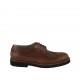 Men's laced derby shoe in tan brown leather with Brogue decorations