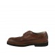 Men's laced derby shoe in tan brown leather with Brogue decorations