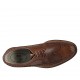 Men's laced derby shoe in tan brown leather with Brogue decorations
