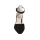 Woman's pointy open shoe with ankle strap in black leather and suede heel 7 - Available sizes:  43, 44