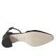 Escarpin ouvert à bout pointu pour femmes avec courroie à la cheville en cuir et daim noir talon 7 - Pointures disponibles:  43, 44