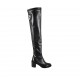 Botas sobre la rodilla para mujer en piel y material elastico negro tacon 6 - Tallas disponibles:  32, 33, 34, 42, 43, 46