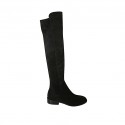 Woman's boot in black suede and elastic material heel 3