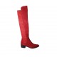 Bottes haute à bout pointu pour femmes en daim et matériau élastique rouge talon 4 - Pointures disponibles:  42, 43