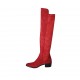 Stivale alto a punta da donna in camoscio ed elasticizzato rosso tacco 4 - Misure disponibili: 42, 43