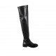 Woman's over-the-knee boot in black leather and elastic material heel 3