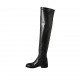 Woman's over-the-knee boot in black leather and elastic material heel 3