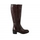 Damenstiefel aus braunem Leder mit Reißverschluss Absatz 5 - Verfügbare Größen:  32, 33, 34, 42, 43, 44, 45, 46, 47
