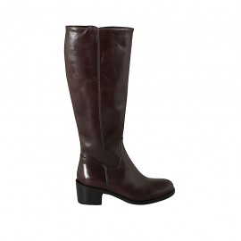 Damenstiefel aus braunem Leder mit Reißverschluss Absatz 5 - Verfügbare Größen:  32, 33, 34, 42, 43, 44, 45, 46, 47