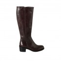 Damenstiefel aus braunem Leder mit Reißverschluss Absatz 5