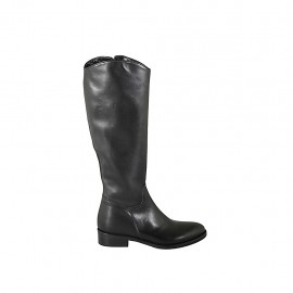 Bota clásica para mujer con cremallera interna en piel de color negro tacon 3 - Tallas disponibles:  33, 42, 43, 45, 46