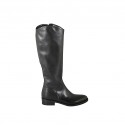 Woman's classic boot with zipper in black leather heel 3