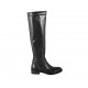 Woman's kneehigh boot in black leather and elastic material heel 3