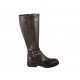 Woman's boot with zipper and buckles in brown leather heel 3 - Available sizes:  34, 42, 43, 44, 45, 47