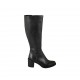 Damenstiefel aus schwarzem Leder mit Reißverschluss Absatz 6 - Verfügbare Größen:  32, 33, 42, 43, 44, 45