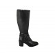 Woman's boot with zipper and buckles in black leather heel 6 - Available sizes:  32, 33, 34, 42, 43, 44