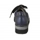 Woman's laced shoe with zipper in blue patent leather, suede and printed leather wedge heel 4