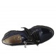 Woman's laced shoe with zipper in blue patent leather, suede and printed leather wedge heel 4