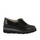 Scarpa accollata con cerniera e elastici da donna in vernice, camoscio e pelle stampata nera zeppa 4 - Misure disponibili: 33, 34, 42, 43, 46