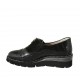 Damenschuh mit Reissverschluss und Gummibändern aus schwarzem Lackleder, Wildleder und bedrucktem Leder Keilabsatz 4 - Verfügbare Größen:  33, 34, 42, 43, 46