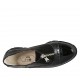 Damenschuh mit Reissverschluss und Gummibändern aus schwarzem Lackleder, Wildleder und bedrucktem Leder Keilabsatz 4 - Verfügbare Größen:  33, 34, 42, 43, 46