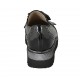 Woman's loafer with tassels and elastics in black patent leather and printed leather wedge heel 4