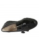 Woman's loafer with tassels and elastics in black patent leather and printed leather wedge heel 4