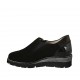 Scarpa accollata con cerniera e elastico da donna in vernice stampata, camoscio e pelle nera zeppa 4 - Misure disponibili: 33, 34, 42, 43, 44, 46