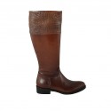 Bottes pour femmes avec fermeture éclair interieur en cuir et cuir imprimé brun clair talon 3
