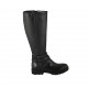 Woman's boot with zipper and buckles in black leather heel 3