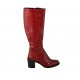 Damenstiefel mit Reissverschluss aus rotem bedrucktem Lackleder Absatz 6 - Verfügbare Größen:  33, 34, 42, 43