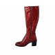 Damenstiefel mit Reissverschluss aus rotem bedrucktem Lackleder Absatz 6 - Verfügbare Größen:  33, 34, 42, 43